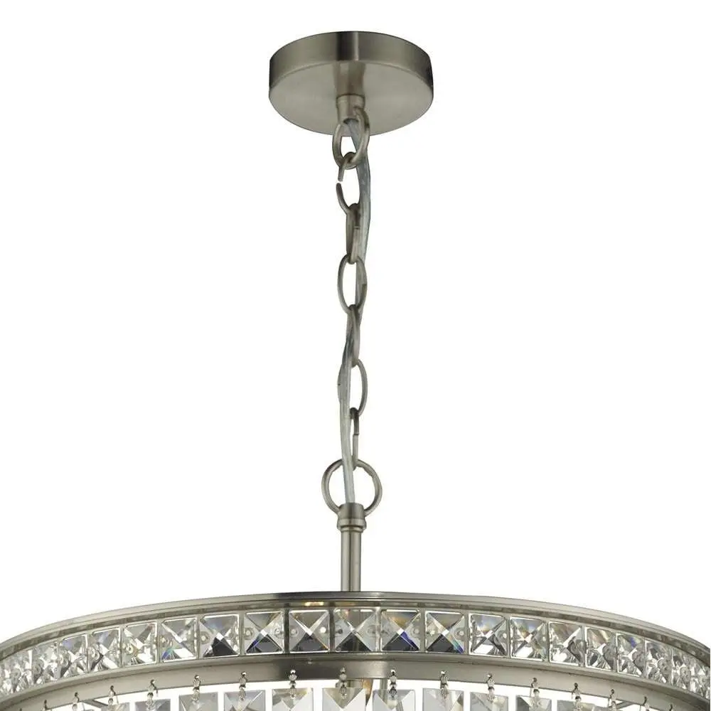 Vyana 4 Light 4 Tier Pendant Brushed Nickel and Crystal Droppers