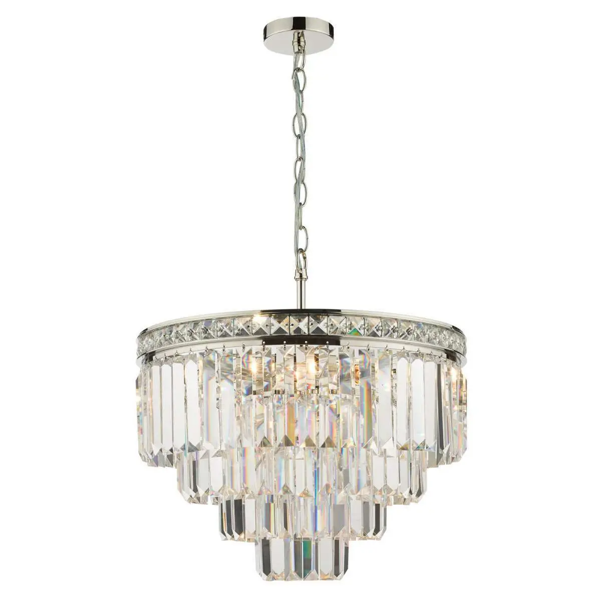 Vyana 4 Light 4 Tier Pendant Polished Nickel and Crystal Droppers