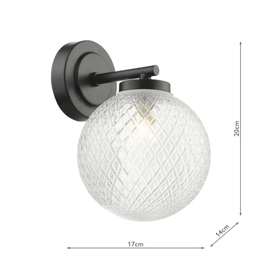 Wayne Matt Black IP44 Wall Light