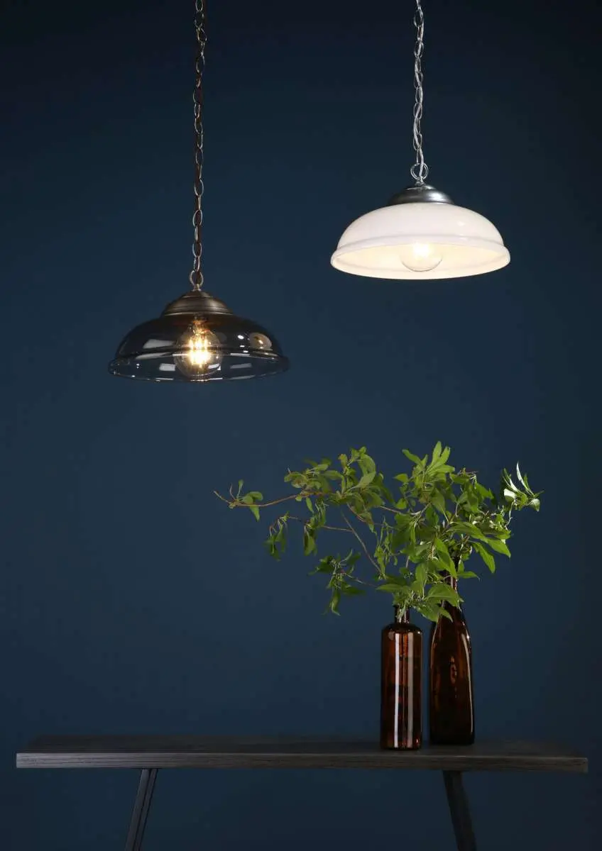 WEBSTER 1 light pendant white glass with chrome