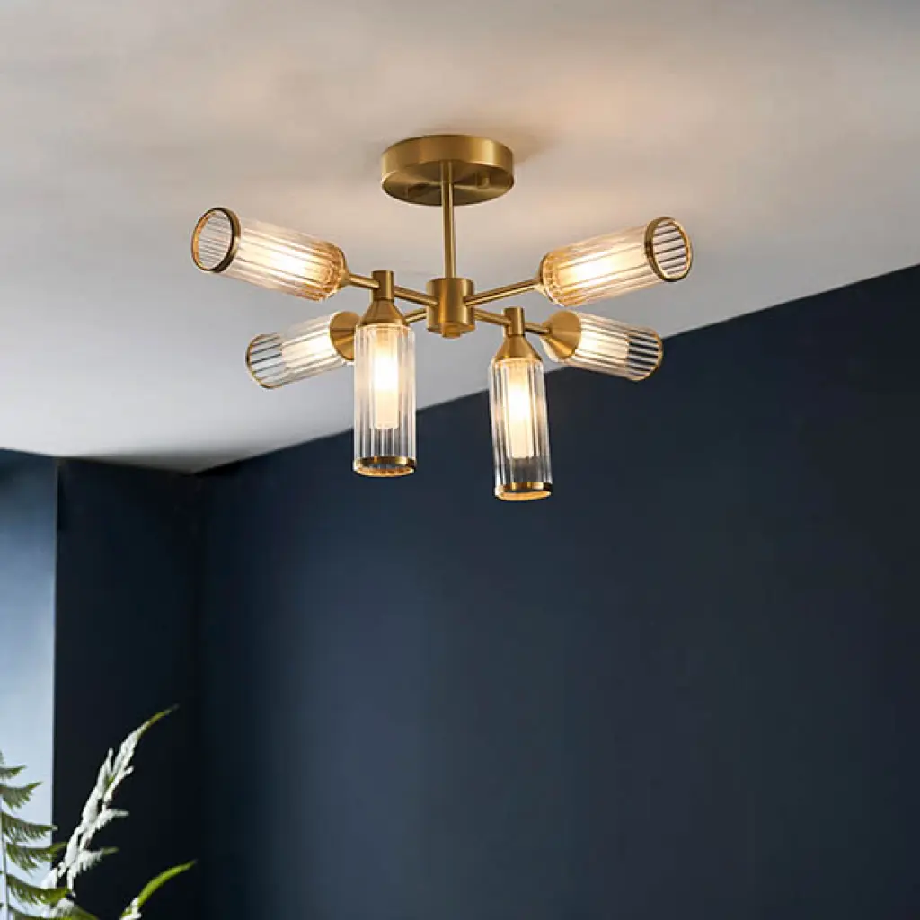 Sally 6 Light Satin Brass Semi Flush Fitting