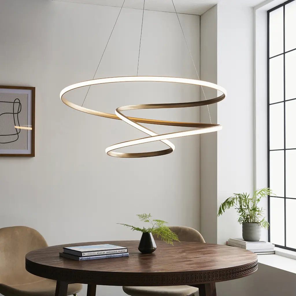 Spiral Large LED Gold Pendant