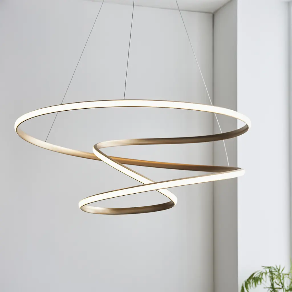 Spiral Large LED Gold Pendant