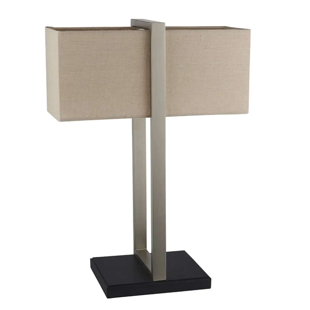 Classic Nickel Table Lamp with Natural Shade