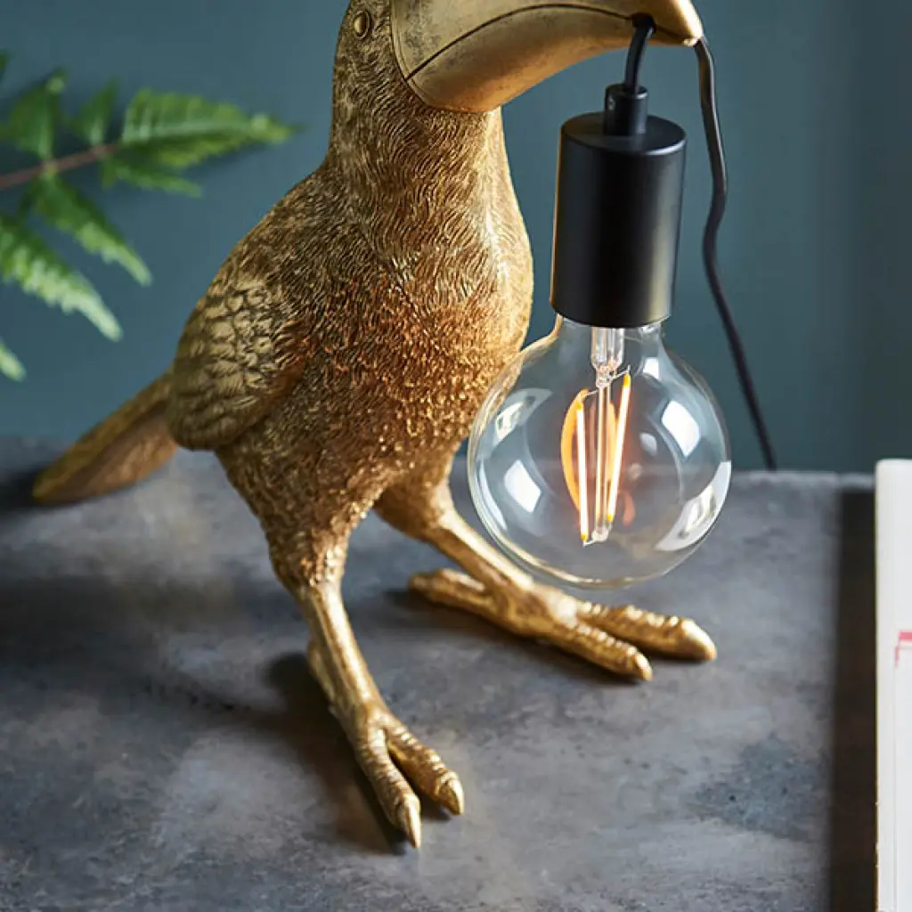 Novelty Gold Toucan Table Lamp