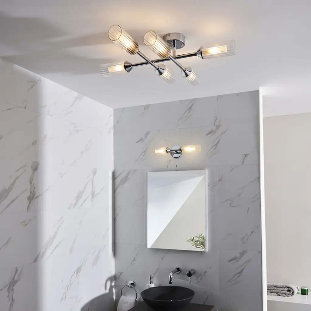 Modern 6 Light Semi Flush Light in Chrome