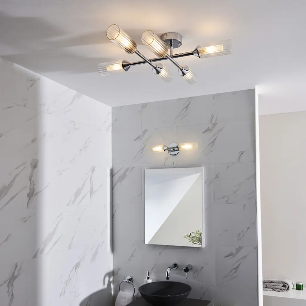 Modern Double Wall Light in Polished Chrome