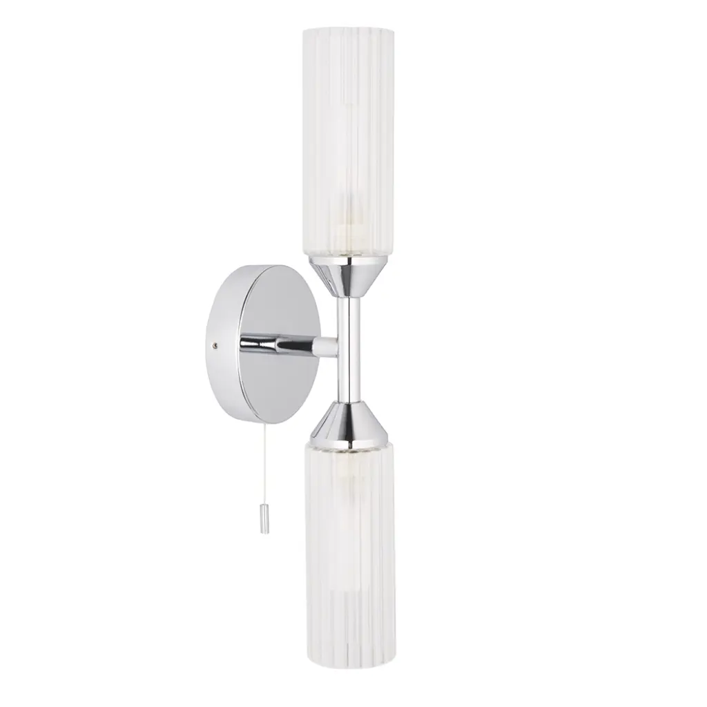 Modern Double Wall Light in Polished Chrome