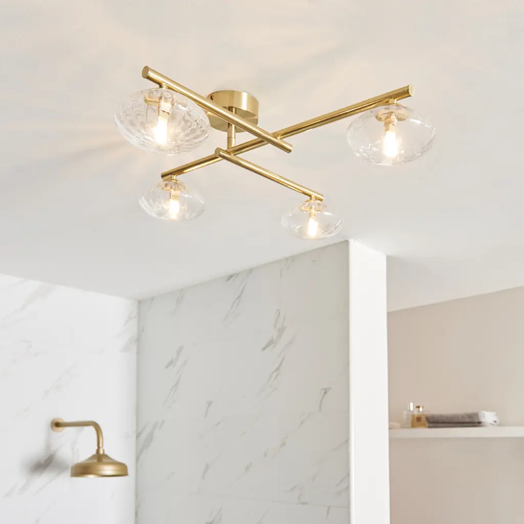 Andy Satin Brass 4 Light Semi Flush IP44