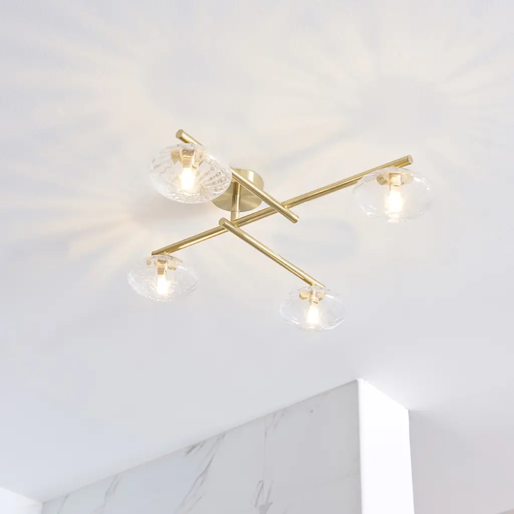 Andy Satin Brass 4 Light Semi Flush IP44