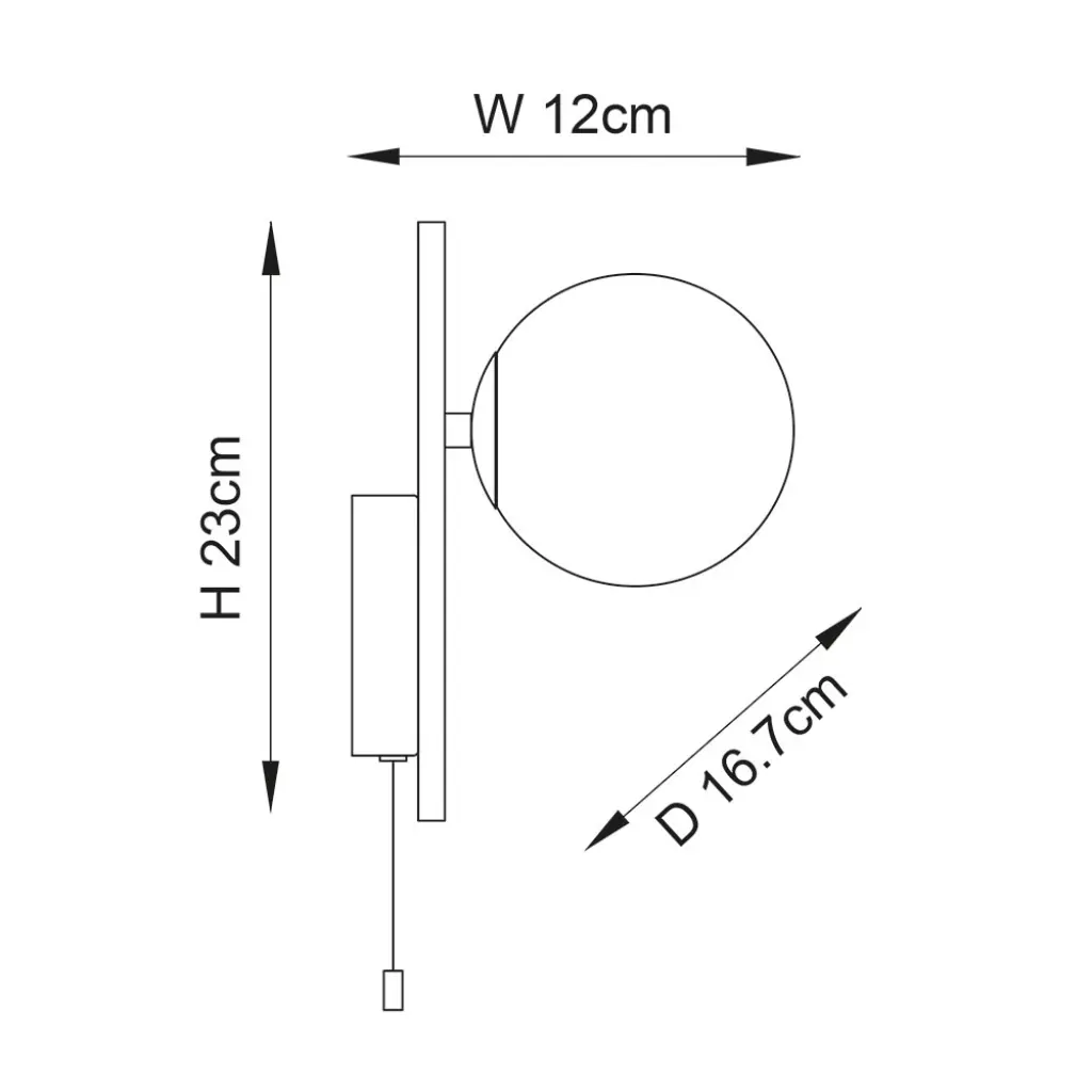 Stylish Right Angle Chrome Wall Light with Opal Shade
