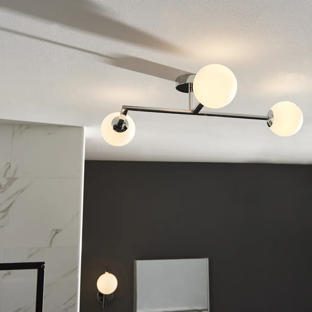 Stylish Chrome Angled Semi Flush Light
