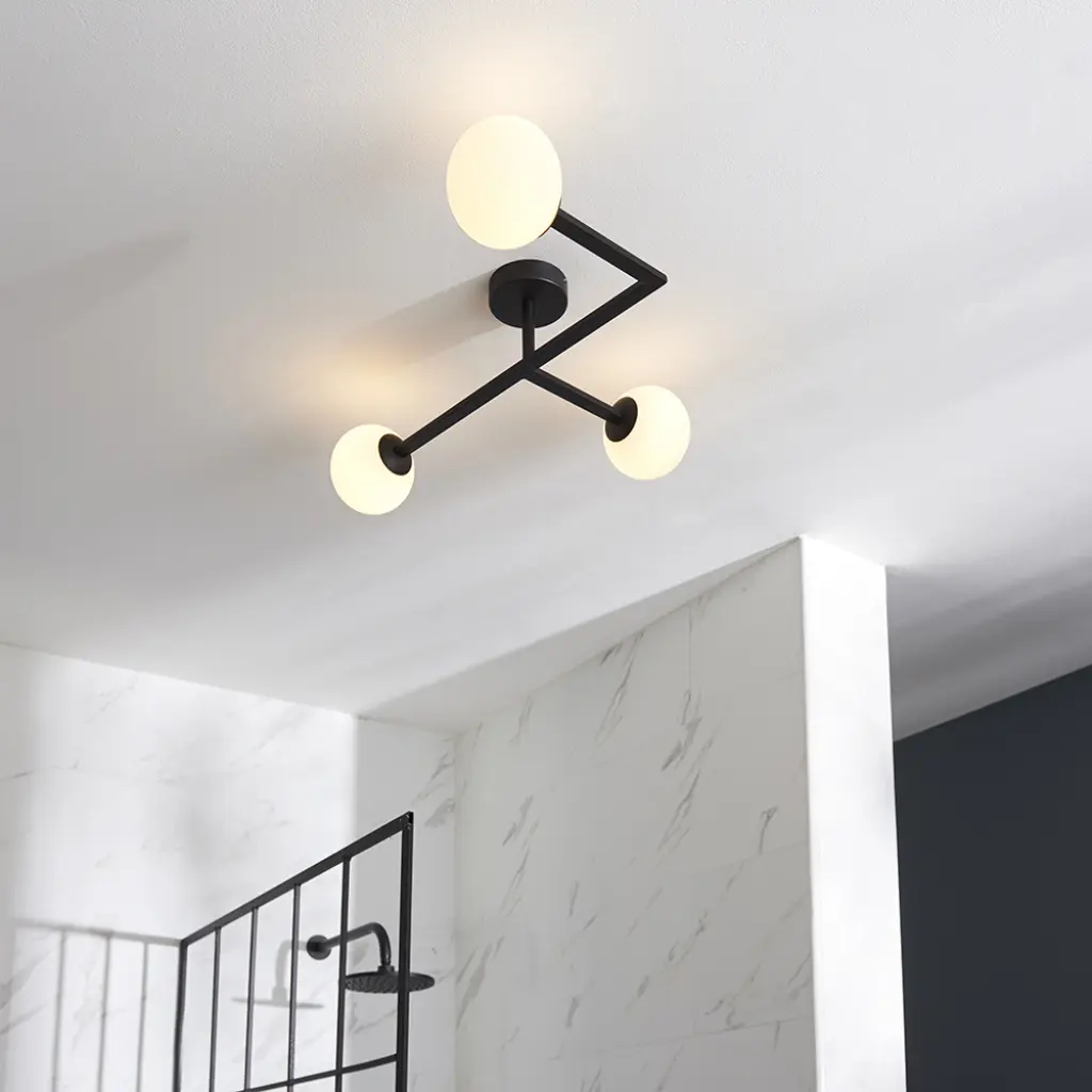 Stylish Black Angled Semi Flush Light