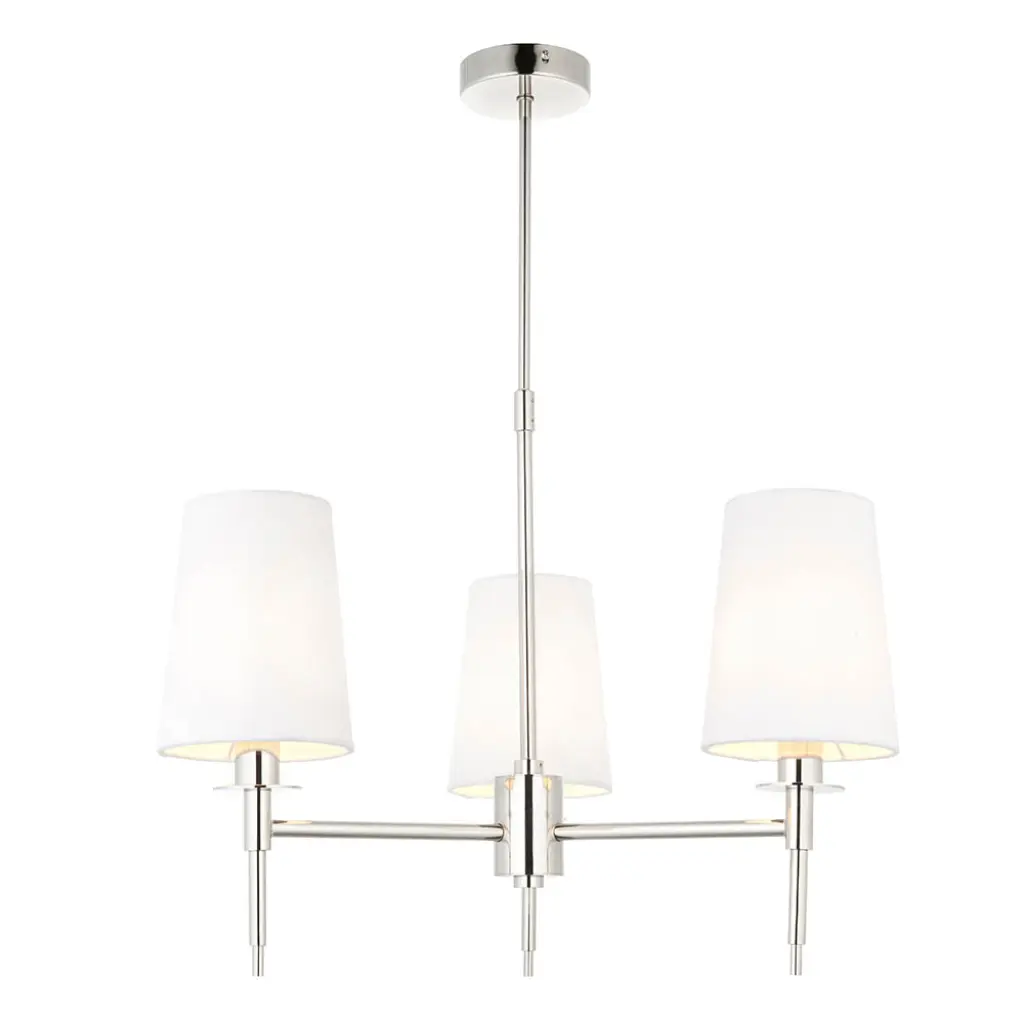 Roe Bright Nickel 3 Light Fitting C/W Shades