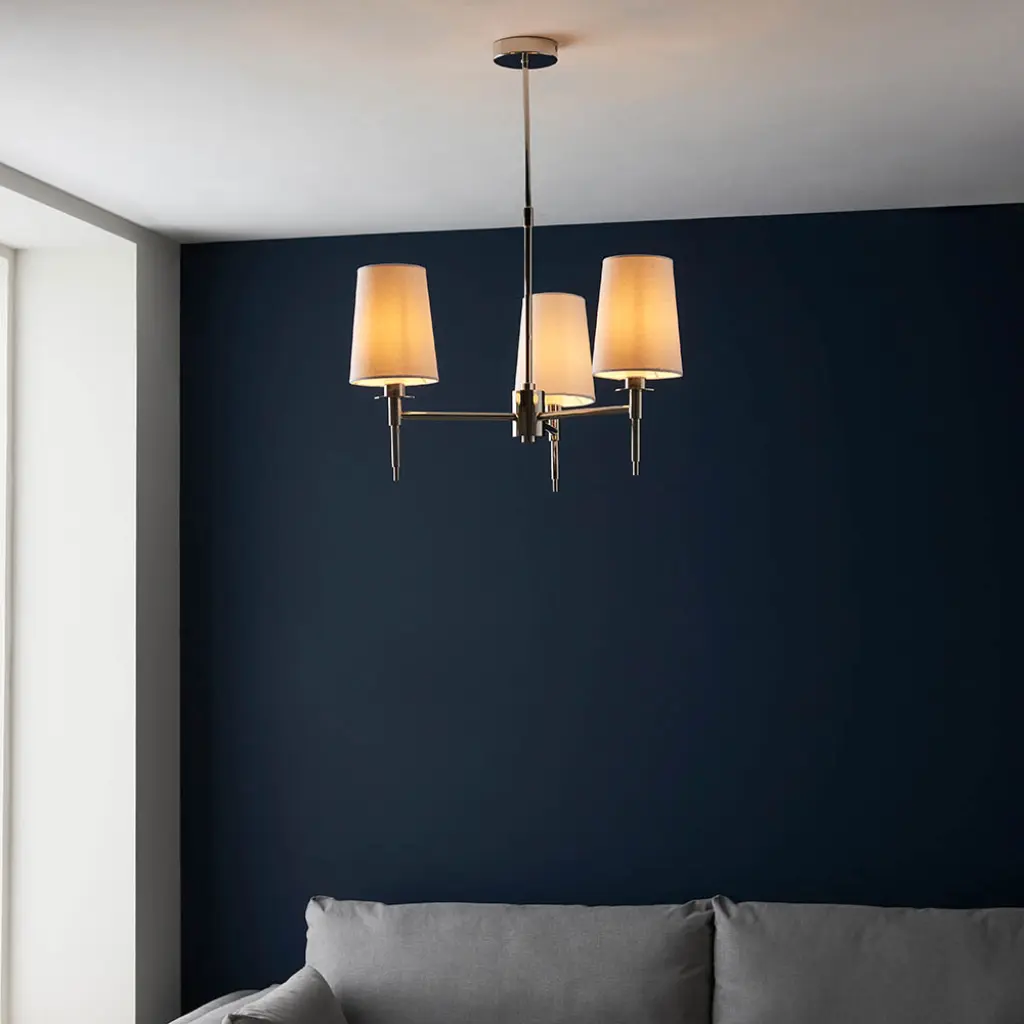 Roe Bright Nickel 3 Light Fitting C/W Shades