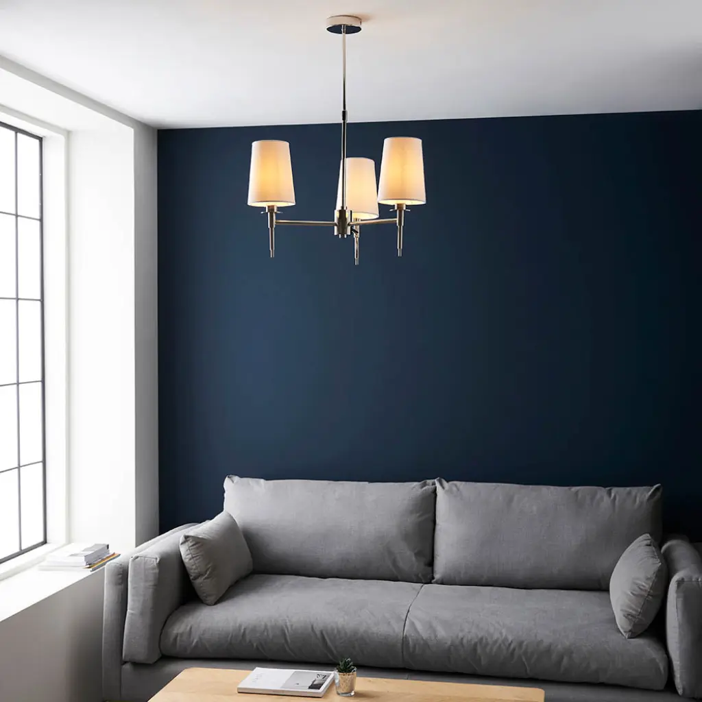 Roe Bright Nickel 3 Light Fitting C/W Shades