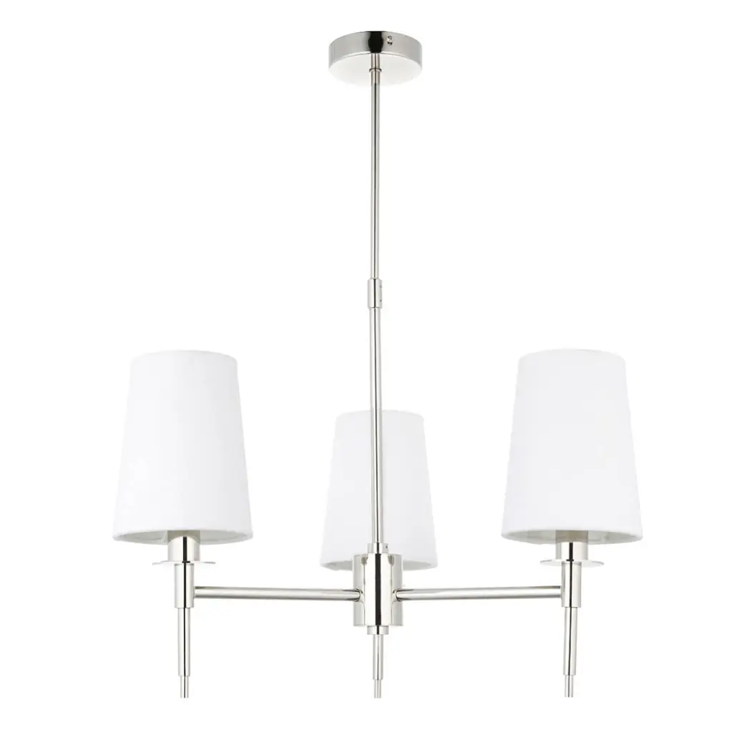Roe Bright Nickel 3 Light Fitting C/W Shades