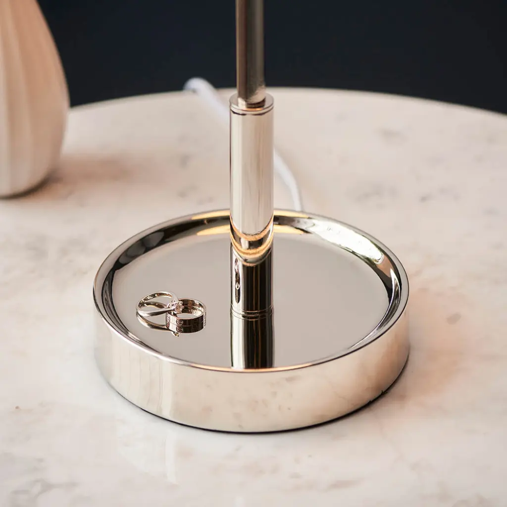 Roe Bright Nickel Table Lamp C/W Shade