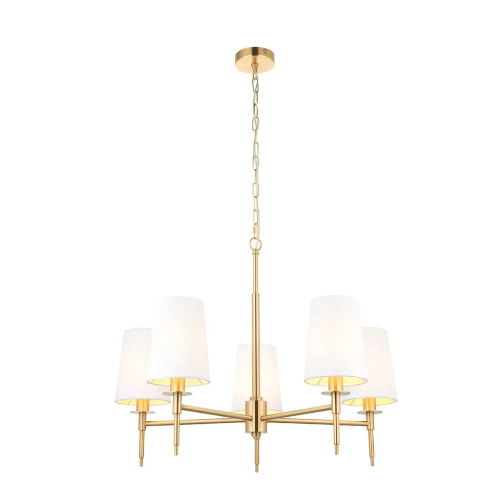 Roe Satin Brass 5 Light Fitting C/W Shades