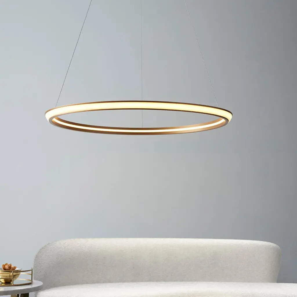 Satin Gold LED Ring Pendant