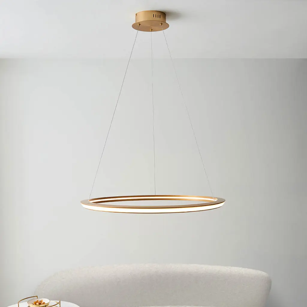 Satin Gold LED Ring Pendant