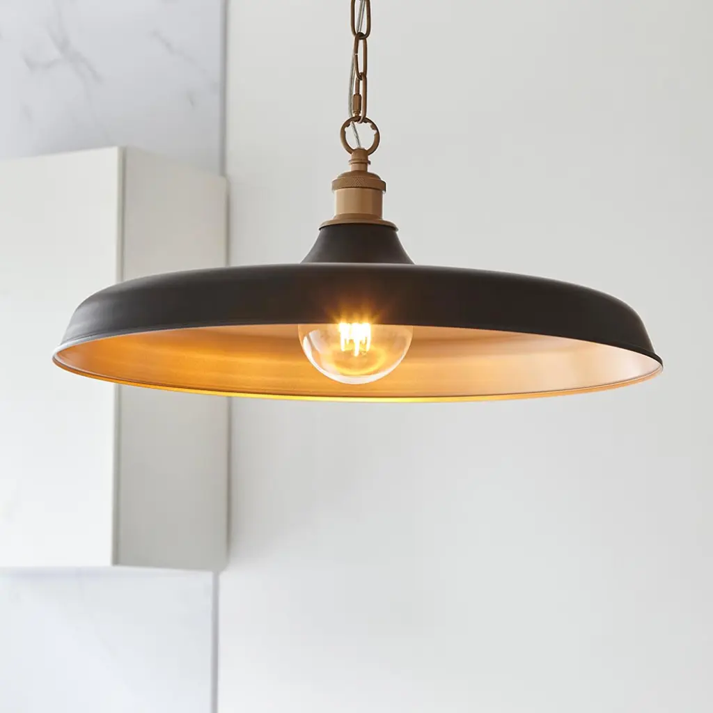 Marie Matt Black & Satin Brass Single Pendant