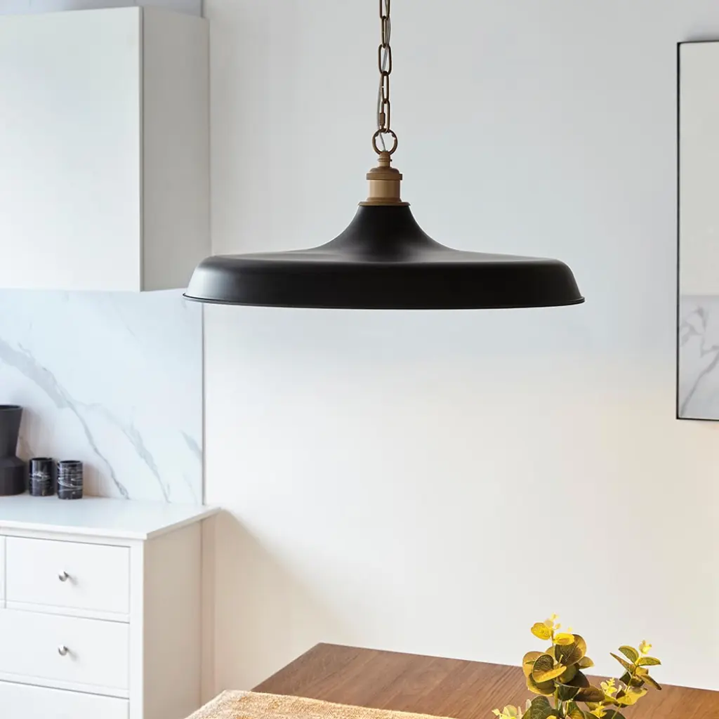 Marie Matt Black & Satin Brass Single Pendant