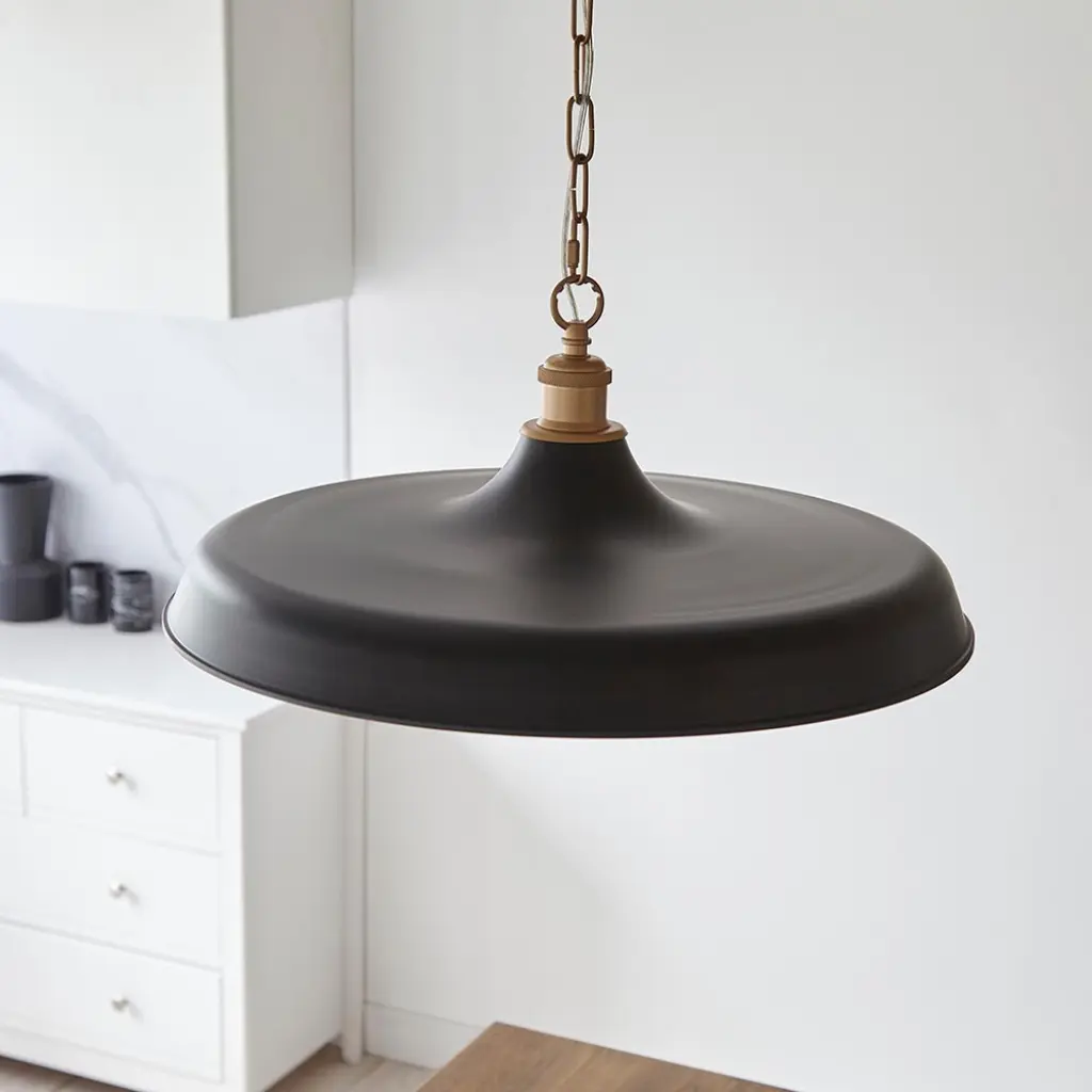 Marie Matt Black & Satin Brass Single Pendant