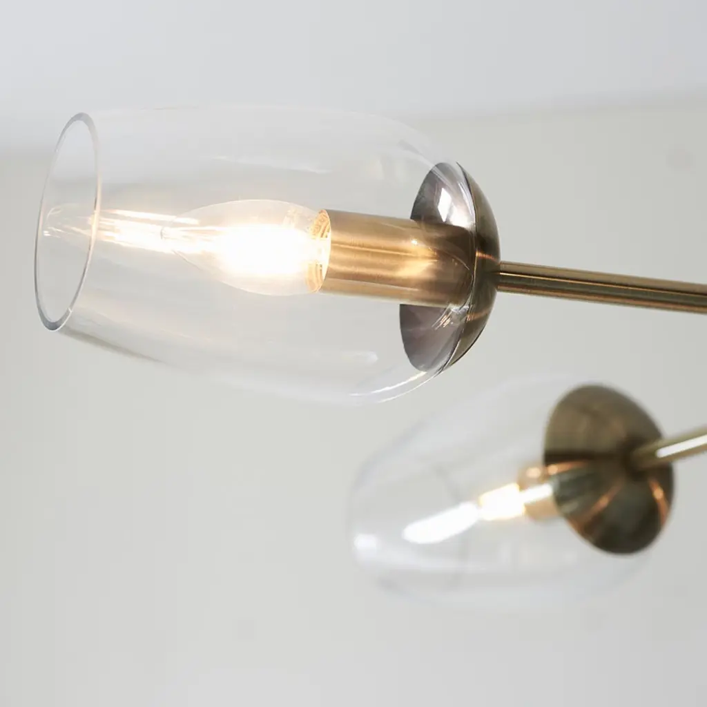 Pure 6 Light Antique Brass Pendant with Adjustable Stem