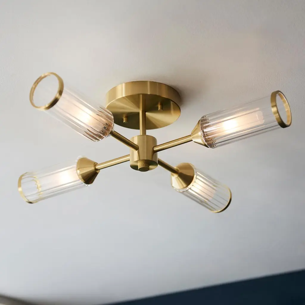 Sally 4 Light Satin Brass Semi Flush Fitting