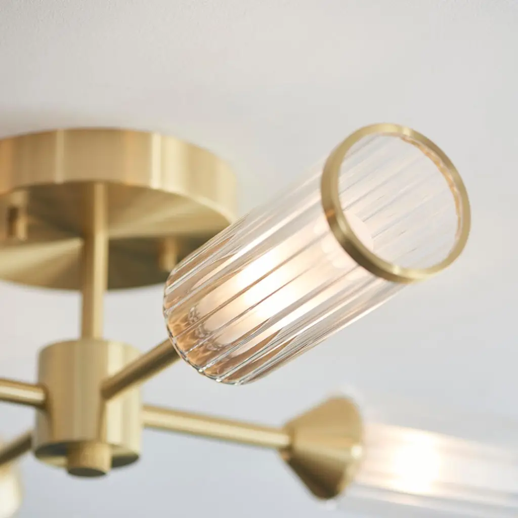 Sally 4 Light Satin Brass Semi Flush Fitting