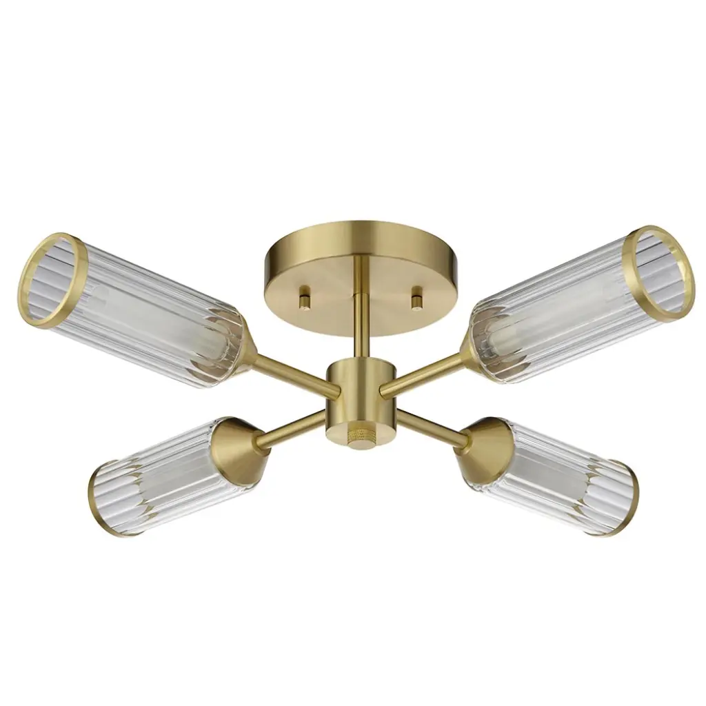 Sally 4 Light Satin Brass Semi Flush Fitting