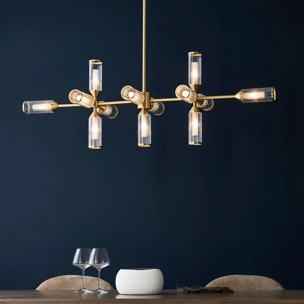 Sally Satin Brass 13 Light Linear Pendant