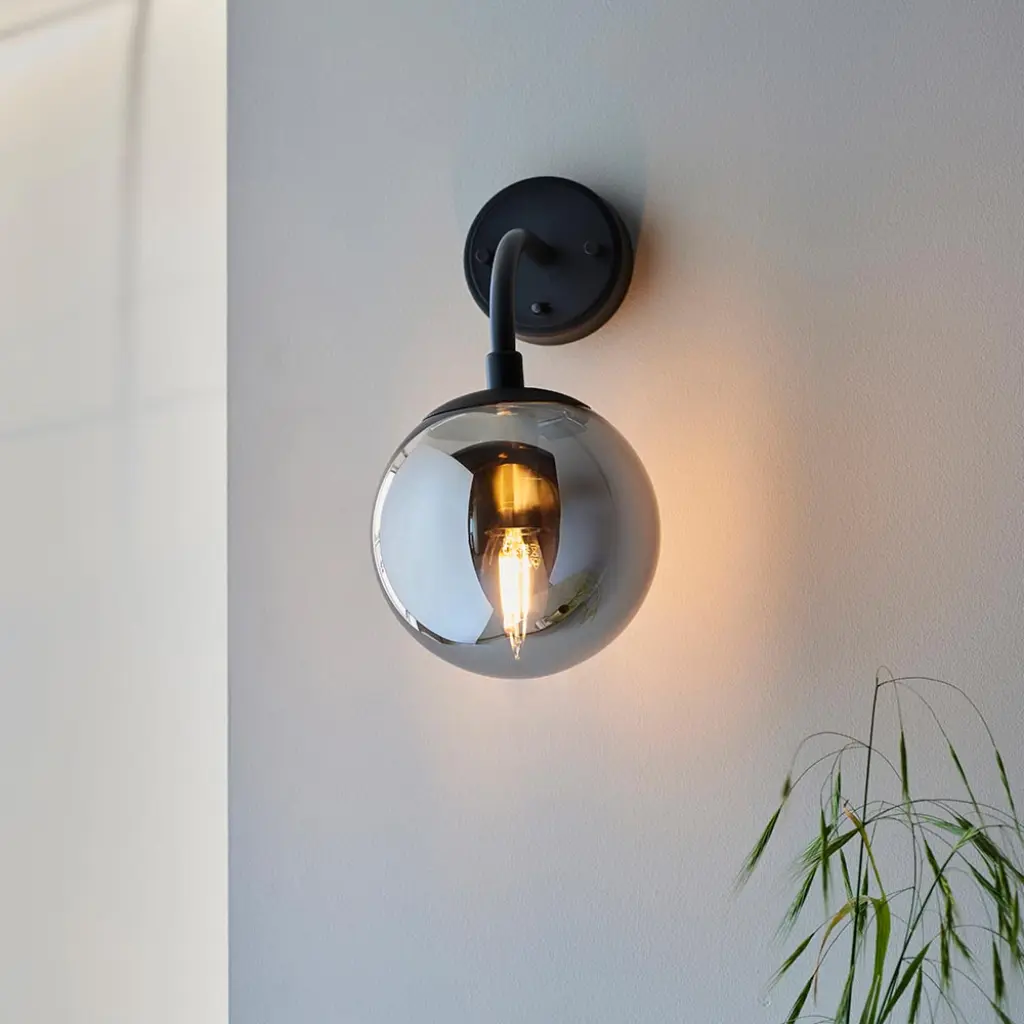 Erin Black Wall Light C/W Smoked Shade