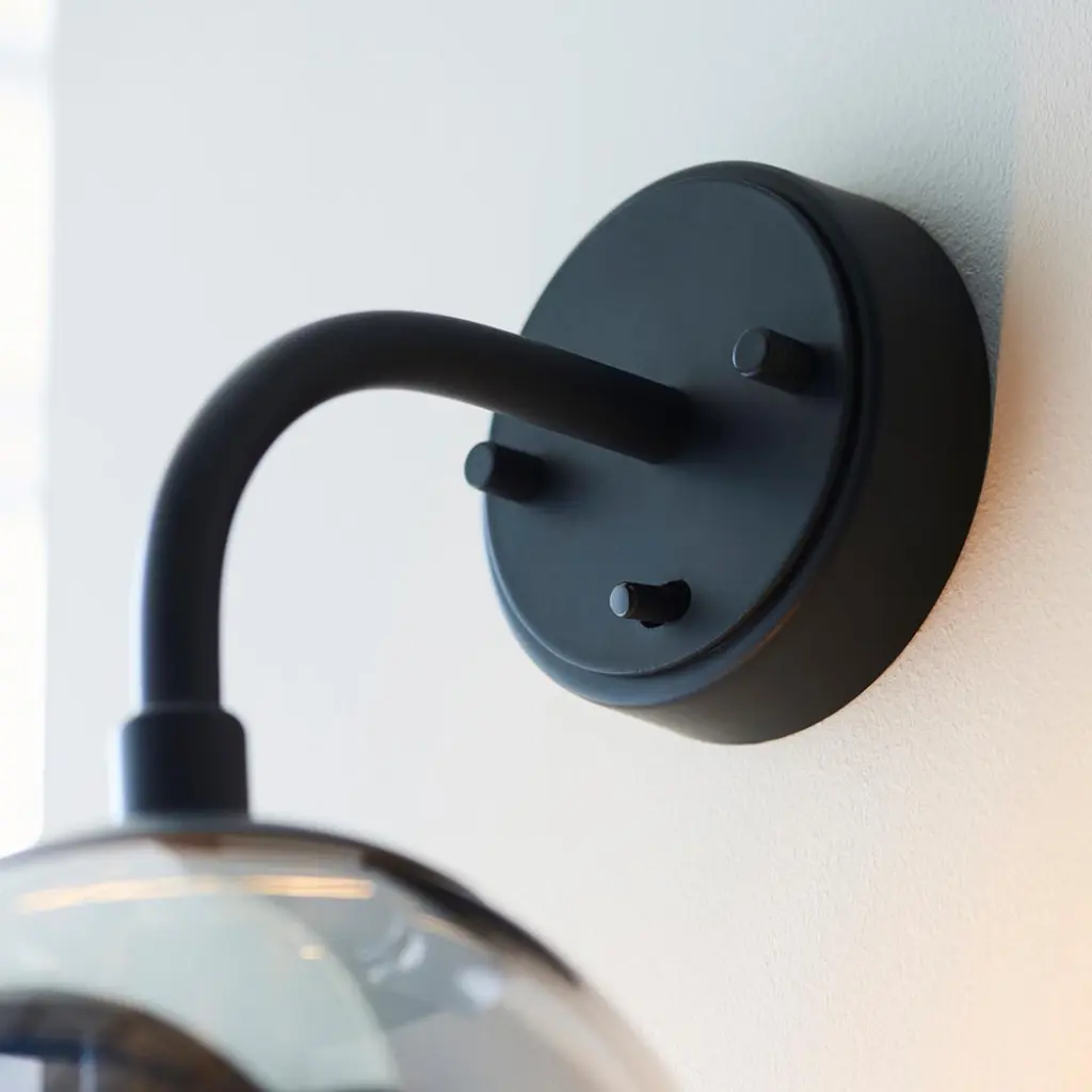 Erin Black Wall Light C/W Smoked Shade