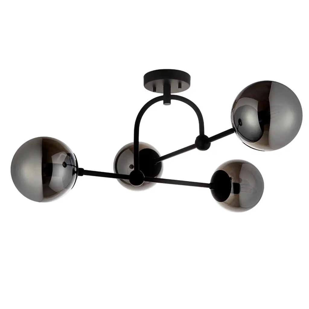 Erin 4 Light Black Semi Flush C/W Smoked Shades