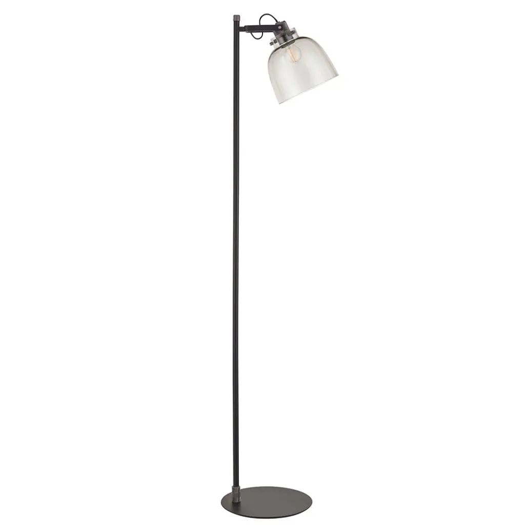 Belle Smoked Grey Floor Lamp in Black Chrome Finish