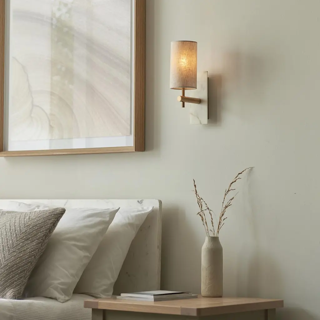 Ellie Brass & Marble Wall Light with Cylinder Shade