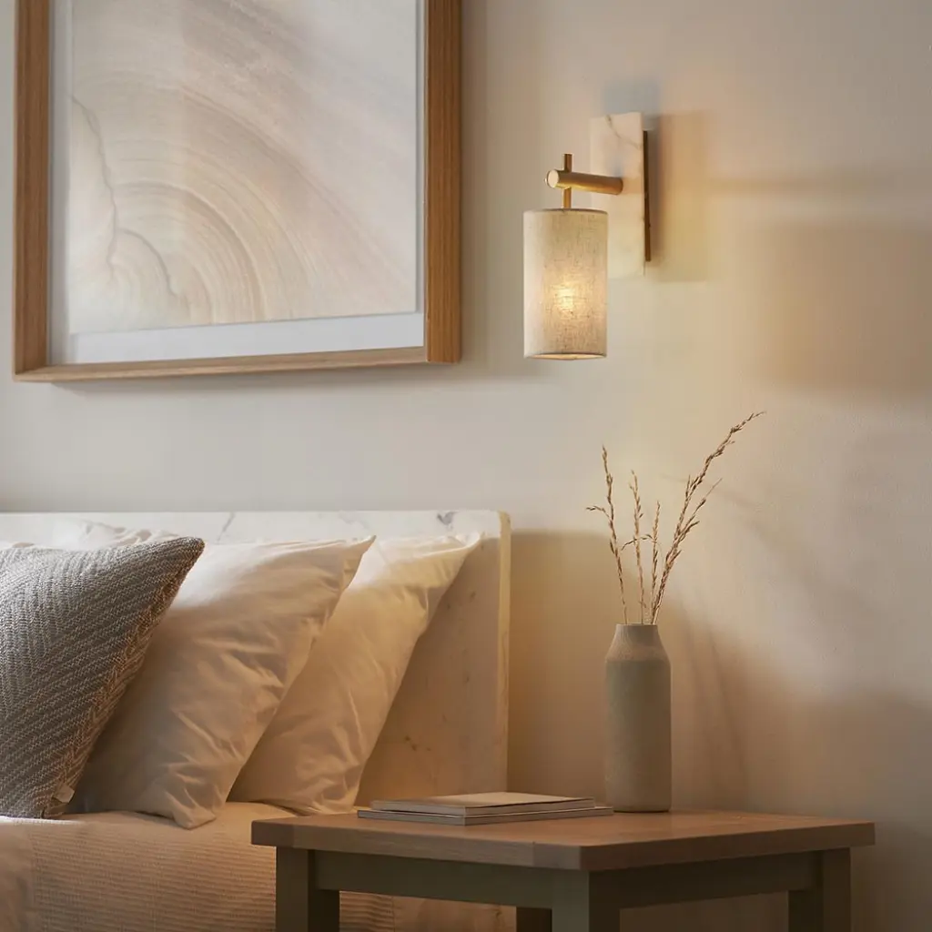 Ellie Brass & Marble Wall Light with Cylinder Shade