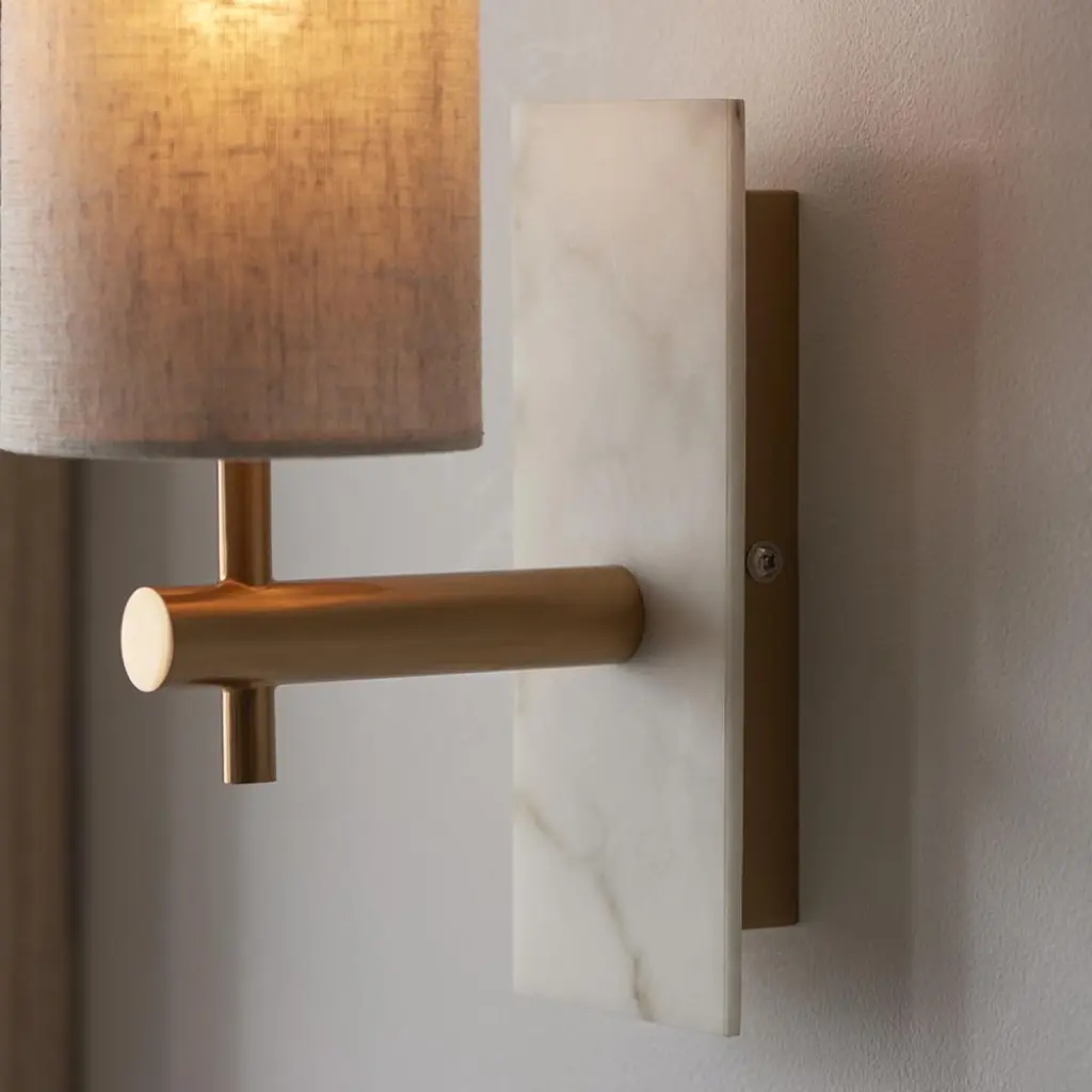 Ellie Brass & Marble Wall Light with Cylinder Shade