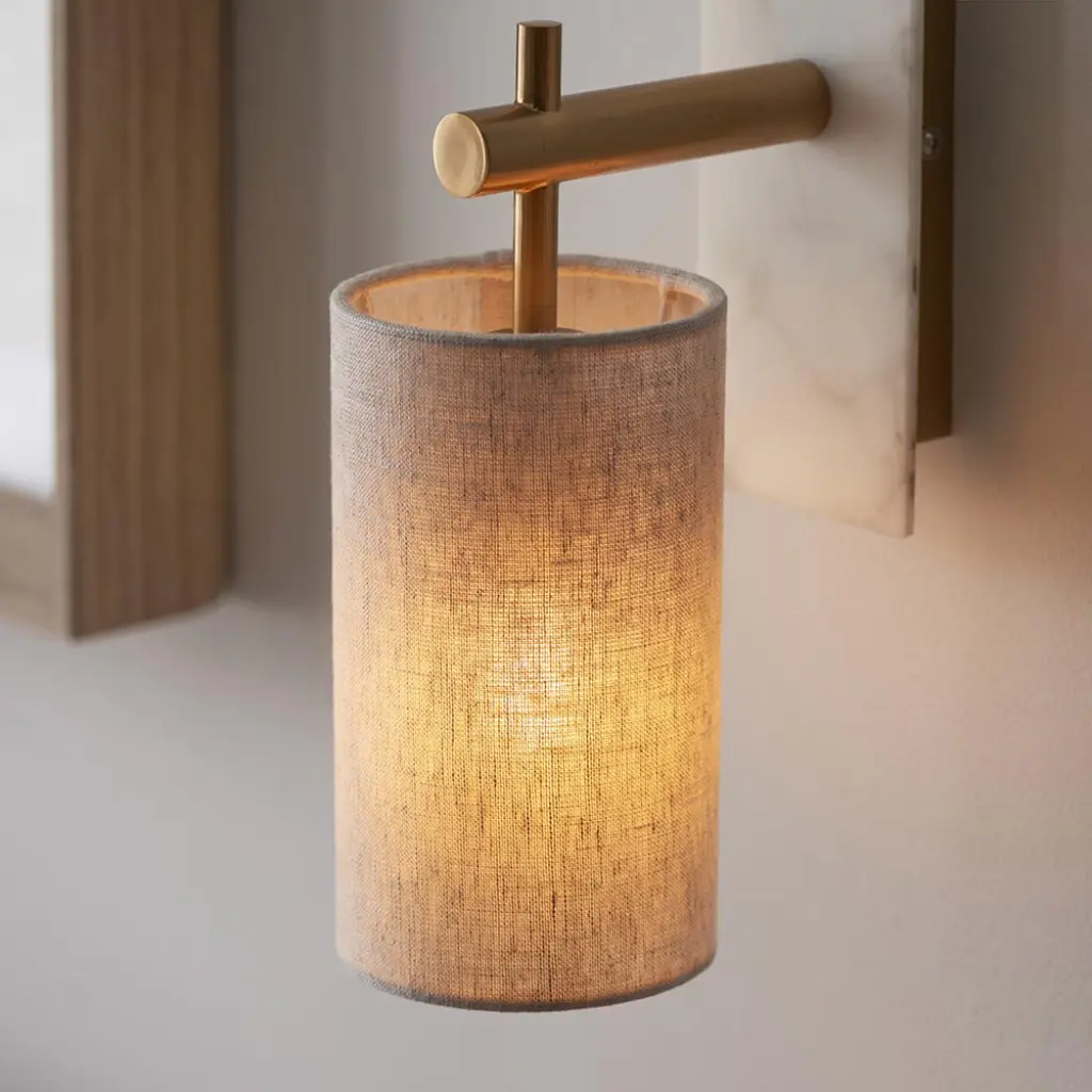 Ellie Brass & Marble Wall Light with Cylinder Shade