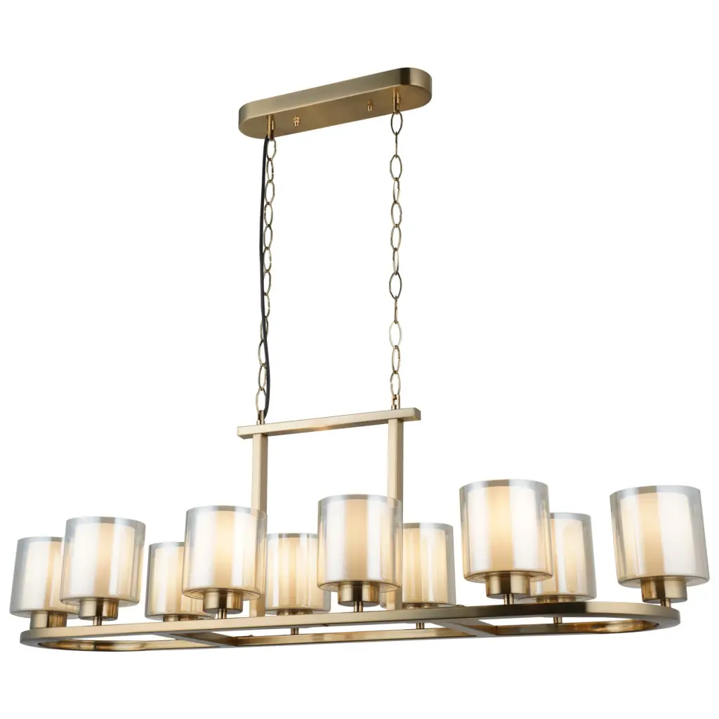 Yara 10 Light Antique Brass Bar Pendant