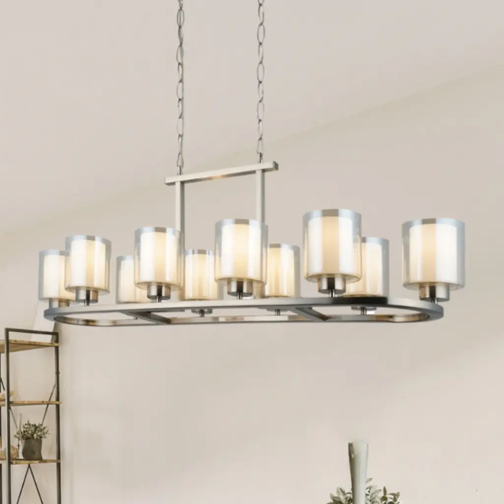 Yara 10 Light Satin Chrome Bar Pendant