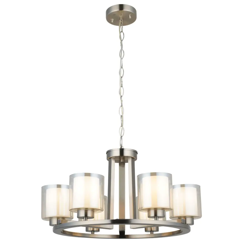 Yara Round Satin Chrome 6 Light Pendant