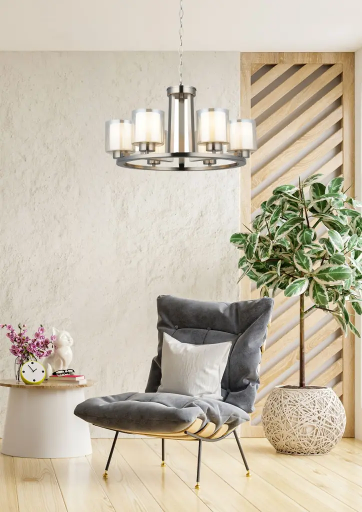 Yara Round Satin Chrome 6 Light Pendant