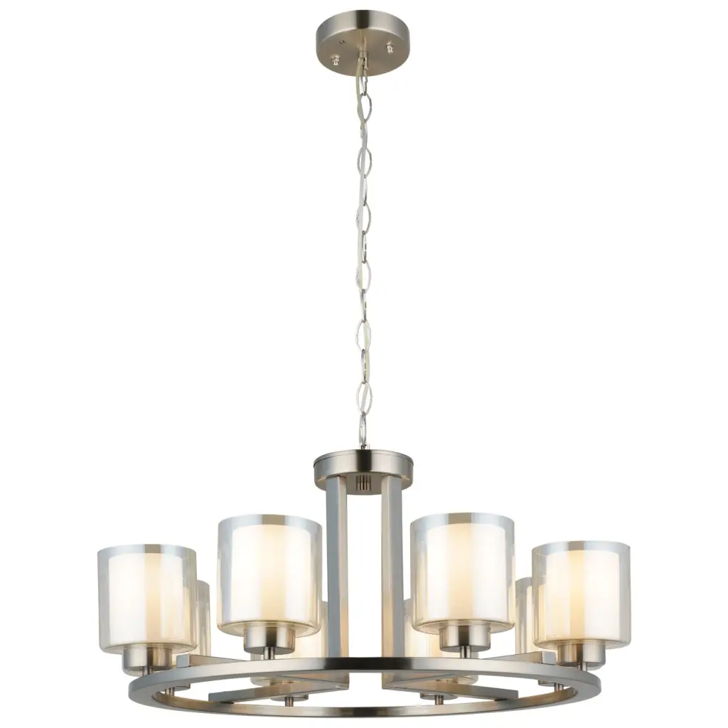 Yara Round Satin Chrome 8 Light Pendant