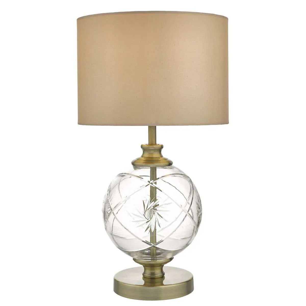 Yuna Table Lamp Antique Brass & Glass With Shade