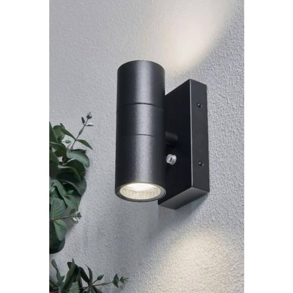 Leto Black Up & Down Photocell Wall Light